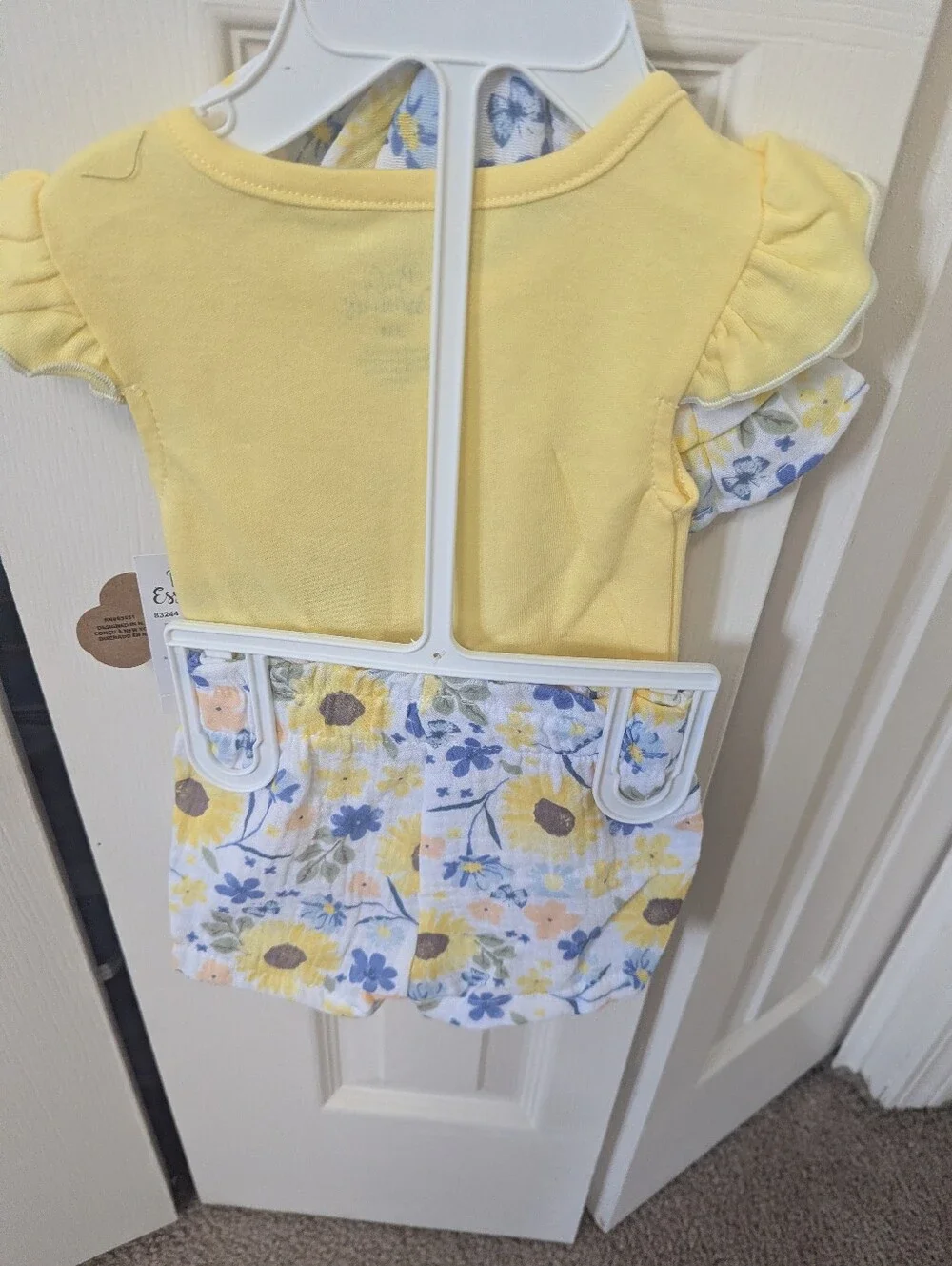 Baby Essentials Yellow 'Mama's Bestie' Baby Onesie Set with Blue Text